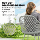 Outsunny Garden Chairs Set of 4, Garden Dining Chairs with Armrests, Grey