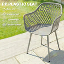 Outsunny Garden Chairs Set of 4, Garden Dining Chairs with Armrests, Grey