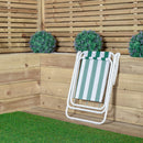 Outdoor Green and White Stripe Camping Chair with Armrests