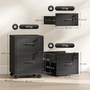 HOMCOM Roll File Cabinet with Drawer, Organiser Letter Size, Black