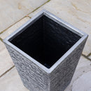 30cm x 45cm Large Square Plastic Slate Effect Garden Planter in Dark Grey