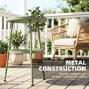 Outsunny Patio Side Table, 2-Tier Round Coffee End Table, Light Green