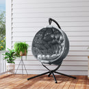 Outsunny Hanging Swing Chair w/ Metal Stand & Side Pocket, Charcoal Grey
