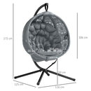 Outsunny Hanging Swing Chair w/ Metal Stand & Side Pocket, Charcoal Grey
