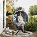 Outsunny Hanging Swing Chair w/ Metal Stand & Side Pocket, Charcoal Grey