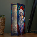 28cm Battery Powered Light up Glass Christmas Decoration with Santa & Warm White LEDs