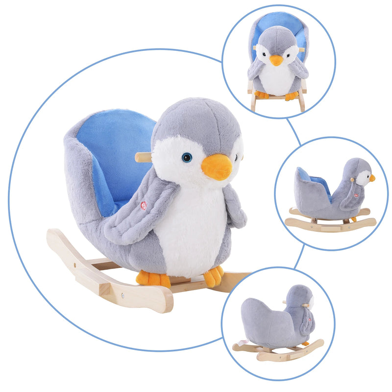 HOMCOM Children Rocking Penguin -Grey