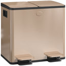 HOMCOM Dual Kitchen Bin Pedal Bin for Recycling and Waste, Gold Tone