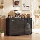 HOMCOM Modern Sideboard Kitchen Storage Cabinet, High Gloss Black