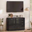 HOMCOM Modern Sideboard Kitchen Storage Cabinet, High Gloss Black