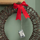 50cm Battery Operated Light up Christmas Wreath with Red Bow & 40 Warm White LEDs