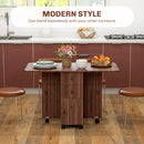 HOMCOM Folding Dining Table, Drop Leaf Table With Drawers Distressed