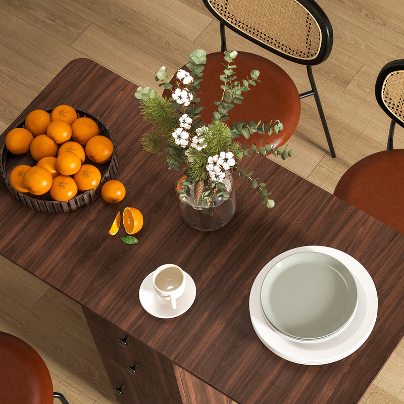 HOMCOM Folding Dining Table, Drop Leaf Table With Drawers Distressed