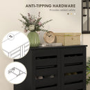 HOMCOM Shoe Storage Cabinet with Slatted Doors for 15 Pairs of Shoes Black