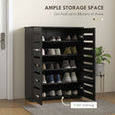 HOMCOM Shoe Storage Cabinet with Slatted Doors for 15 Pairs of Shoes Black