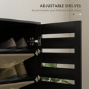 HOMCOM Shoe Storage Cabinet with Slatted Doors for 15 Pairs of Shoes Black