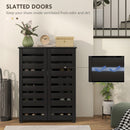 HOMCOM Shoe Storage Cabinet with Slatted Doors for 15 Pairs of Shoes Black