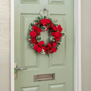 40cm Red Hanging Christmas Poinsettia Wreath with Berries and Pinecones