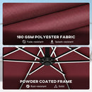 Outsunny 3 M Garden Cantilever Parasol With Solar Light, Rotation, Wine Red