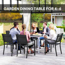 Outsunny 120 x 70 cm Garden Table for 4-6 with Aluminium Frame, Slatted Top