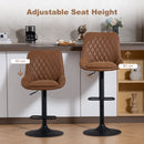 HOMCOM Bar Stools Set Of 2, Adjustable Bar Chairs 360 Degree Swivel Orange