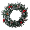 45cm Snow Tipped Christmas Wreath with Pine Cones and Red Berries