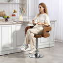 HOMCOM Adjustable Height Barstool Steel Pole PU Leather, Brown