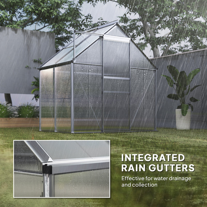 Outsunny Polycarbonate Walk-in Garden Greenhouse W/ Sliding Door