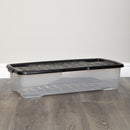 42 Under Bed Clear Stackable and Nestable Storage Box with Black Lid
