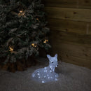 27cm Battery Powered Light up Ice Frosted Christmas Doe & Fawn with LEDs