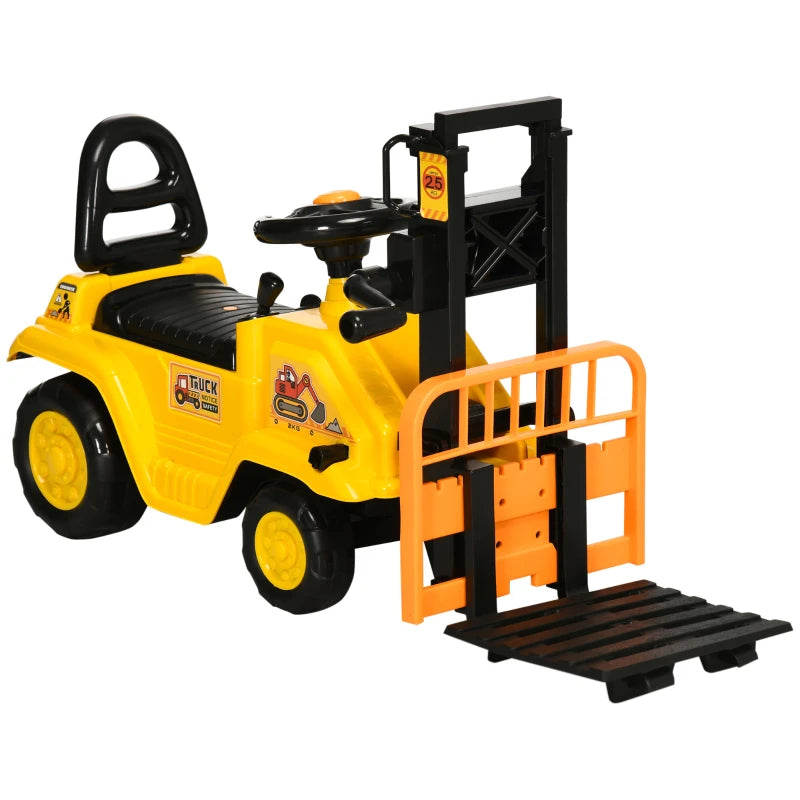 HOMCOM Kids Ride on Forklift Trust with Fork and Tray - Yellow