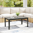 Outsunny Outdoor Side Table Garden Table with Steel Frame and Slat Top Grey Wood