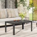 Outsunny Outdoor Side Table Garden Table with Steel Frame and Slat Top Grey Wood