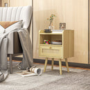 Bedside Tables, Set Of 2, Boho Side End Table W/ Drawer, Storage Compartment