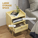 Bedside Tables, Set Of 2, Boho Side End Table W/ Drawer, Storage Compartment