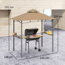 Outsunny Outdoor Double-tier BBQ Gazebo Shelter Grill Canopy Barbecue Tent