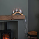 42cm Light up Wooden Arch Christmas Candle Bridge with 7 Flickering LED Candles