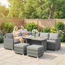 Outsunny 6 Piece Rattan Garden Furniture Set With Cushions, Grey