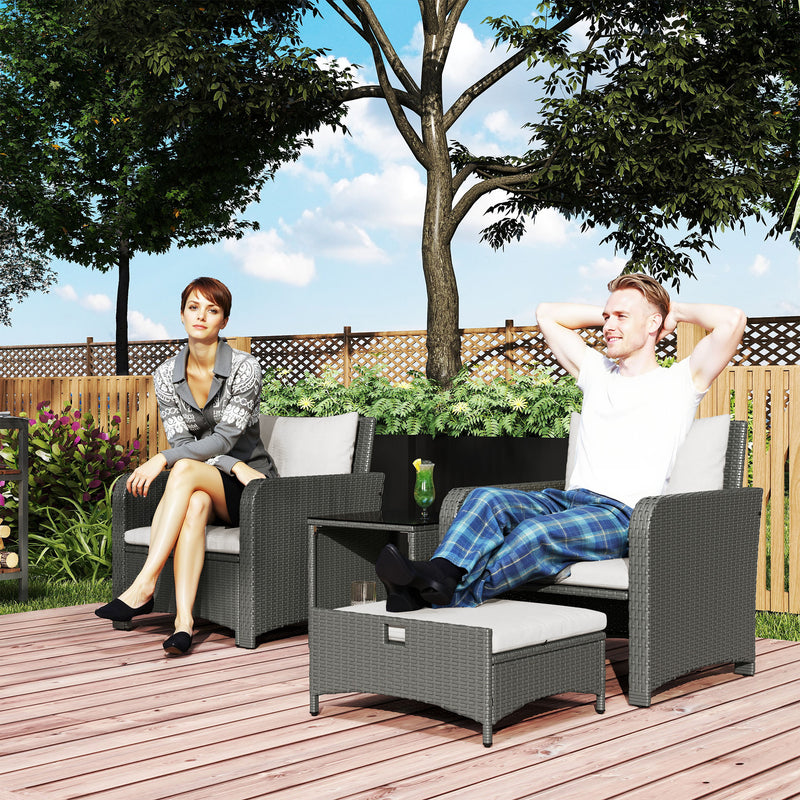 Outsunny Wicker Patio Conversation Set With 2 Armchairs And 6 Cushions