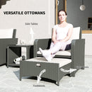 Outsunny Wicker Patio Conversation Set With 2 Armchairs And 6 Cushions