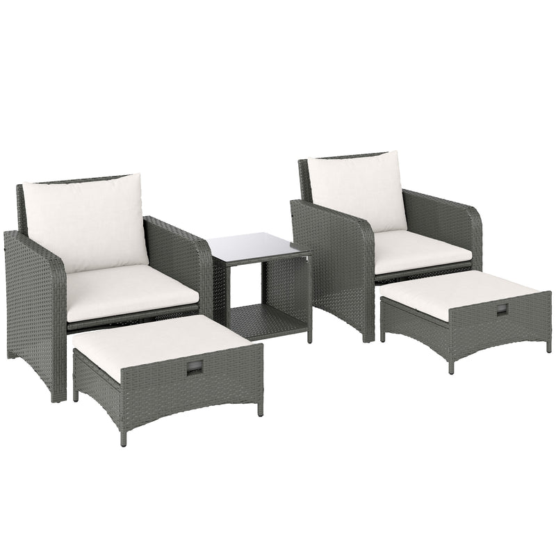 Outsunny Wicker Patio Conversation Set With 2 Armchairs And 6 Cushions