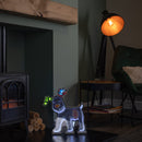 40cm Infinity Light up Snowdog Christmas Decoration with White LEDs on Wooden Base