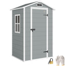 Outsunny 4 X 3 Ft Plastic Small Garden Shed With Lockable Door, Light Grey