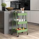 HOMCOM 3-Tier Rolling Utility Cart Kitchen Storage Trolley On Wheels