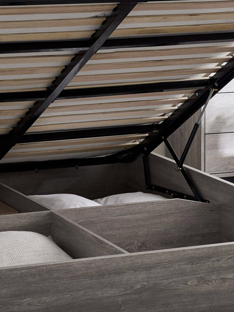 Bali Ottoman Storage 90cm Single Bed - Grey Oak