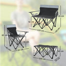 Outsunny 4 Piece Foldable Camping Table And Chairs Set - Black