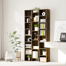 HOMCOM Tall Bookshelf with 21 Compartments and 10 Adjustable Shelves, Brown