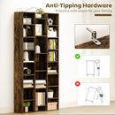 HOMCOM Tall Bookshelf with 21 Compartments and 10 Adjustable Shelves, Brown