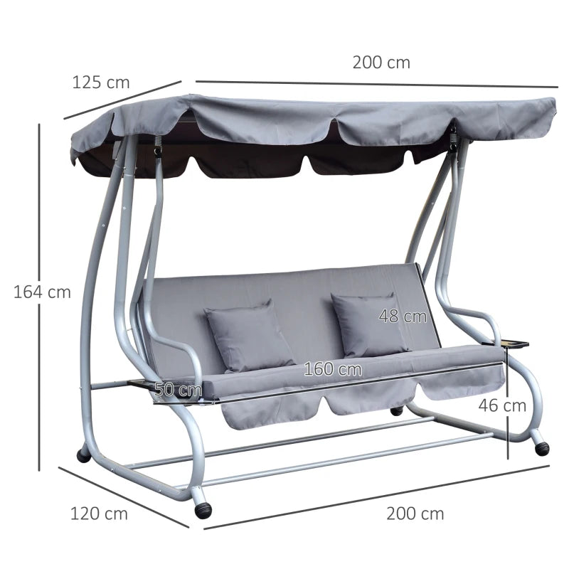 Outsunny Swing Seat 3 Seater - Grey