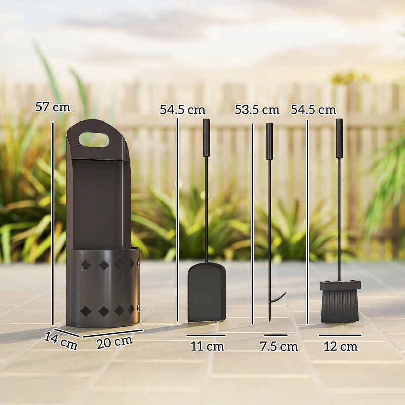 Outsunny 4 PCS Fireplace Companion Set, Metal Fireside Companion Set, Black